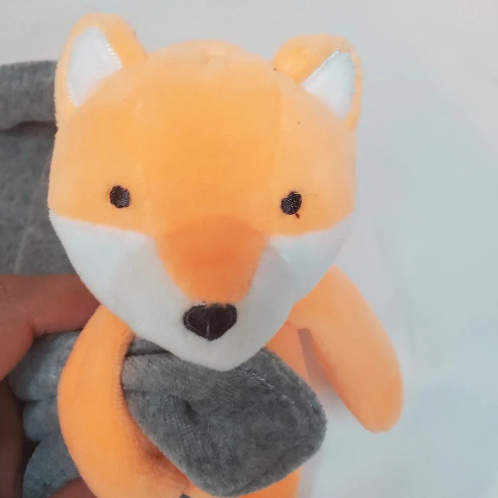 Carters Orange Fox Plush‎ Lovey Rattle Gray Fleece Security Blanket Baby Toy 10